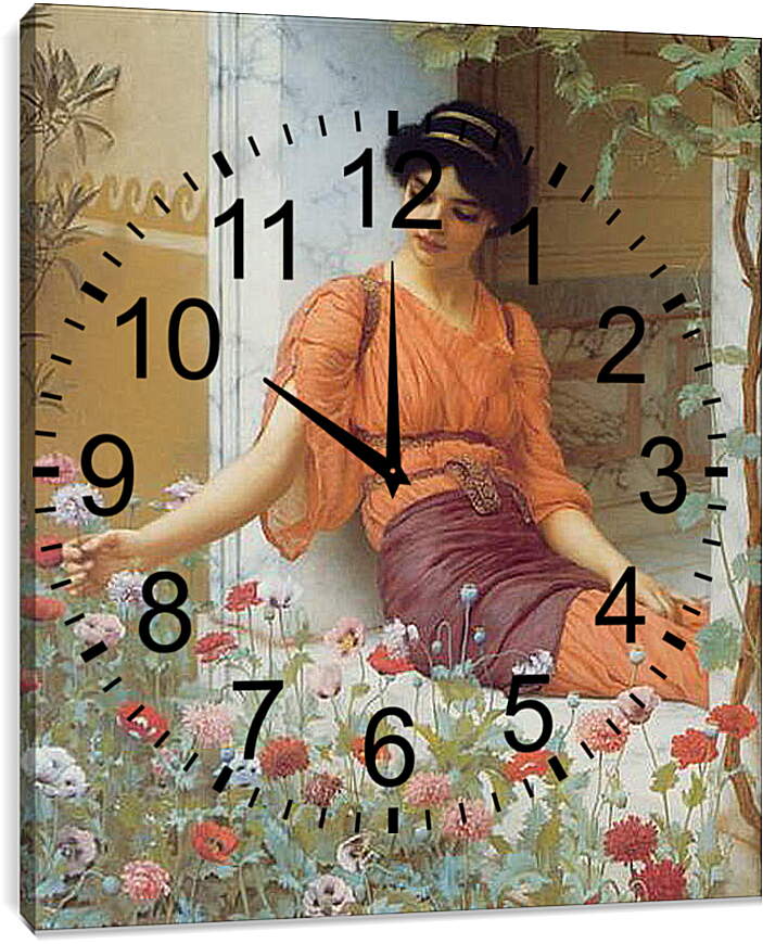 Часы картина - Summer Flowers. Джон Уильям Годвард
