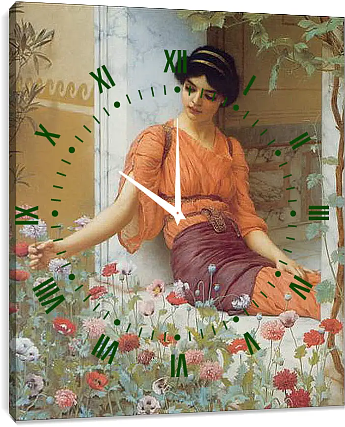 Часы картина - Summer Flowers. Джон Уильям Годвард