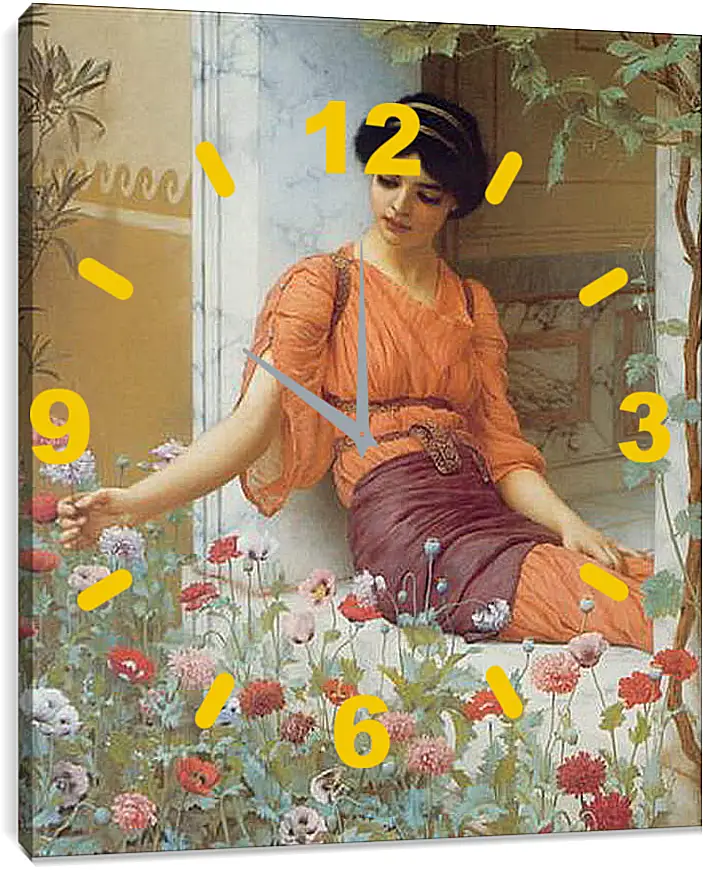 Часы картина - Summer Flowers. Джон Уильям Годвард