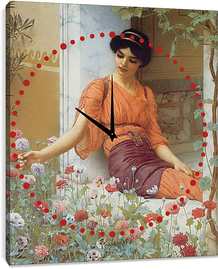 Часы картина - Summer Flowers. Джон Уильям Годвард