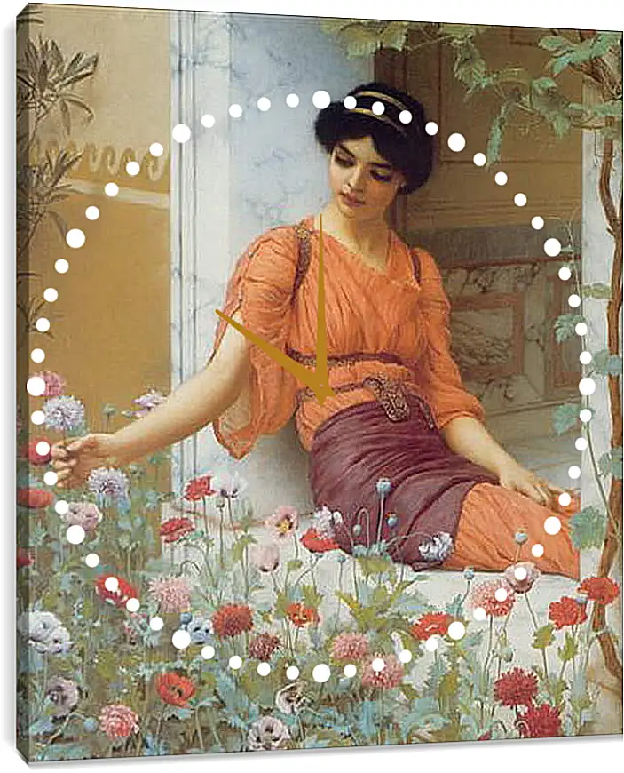 Часы картина - Summer Flowers. Джон Уильям Годвард