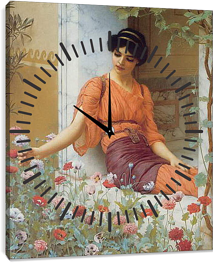 Часы картина - Summer Flowers. Джон Уильям Годвард
