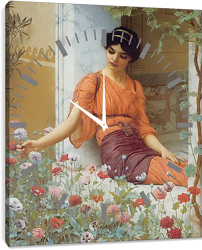 Часы картина - Summer Flowers. Джон Уильям Годвард