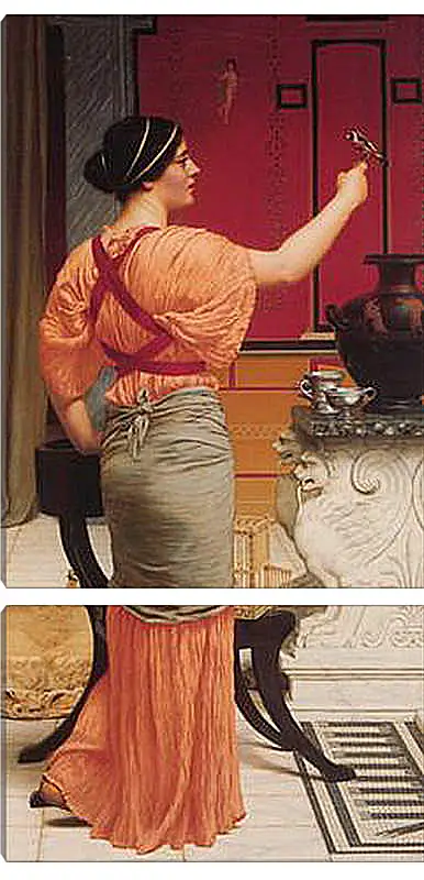 Модульная картина - Lesbia with Her Sparrow. Джон Уильям Годвард