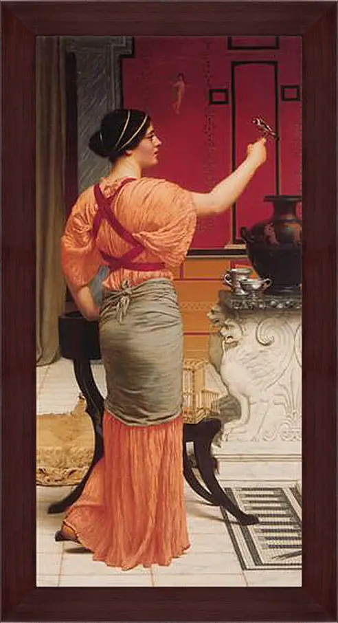 Картина в раме - Lesbia with Her Sparrow. Джон Уильям Годвард