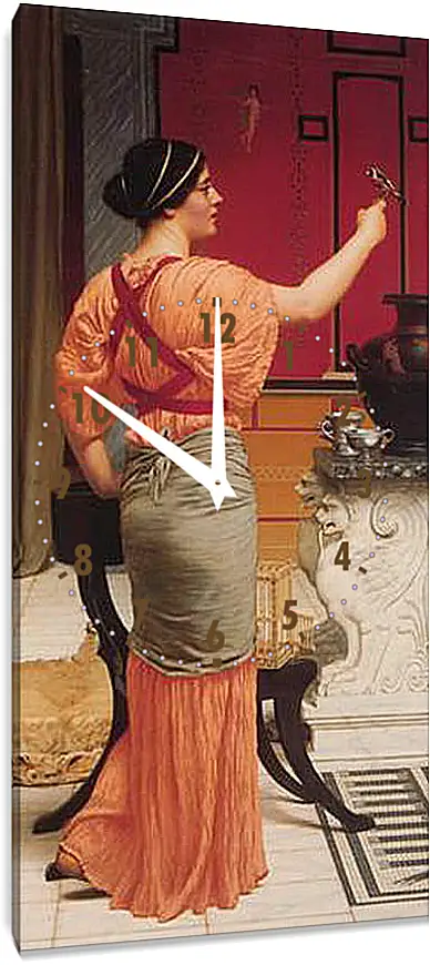 Часы картина - Lesbia with Her Sparrow. Джон Уильям Годвард