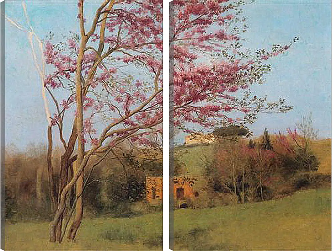 Модульная картина - Blossoming Red Almond, study. Джон Уильям Годвард