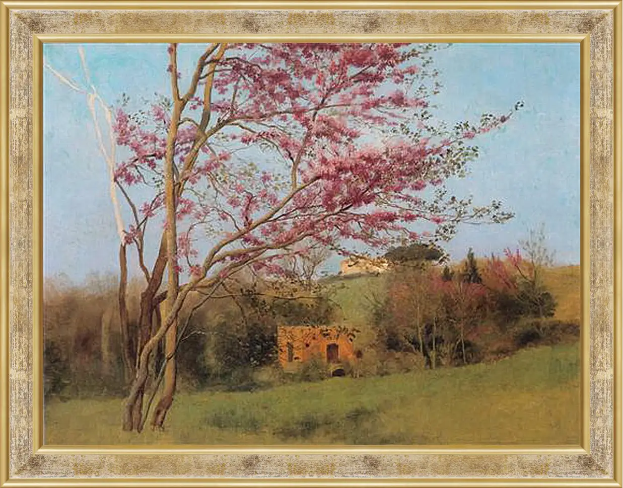 Картина в раме - Blossoming Red Almond, study. Джон Уильям Годвард
