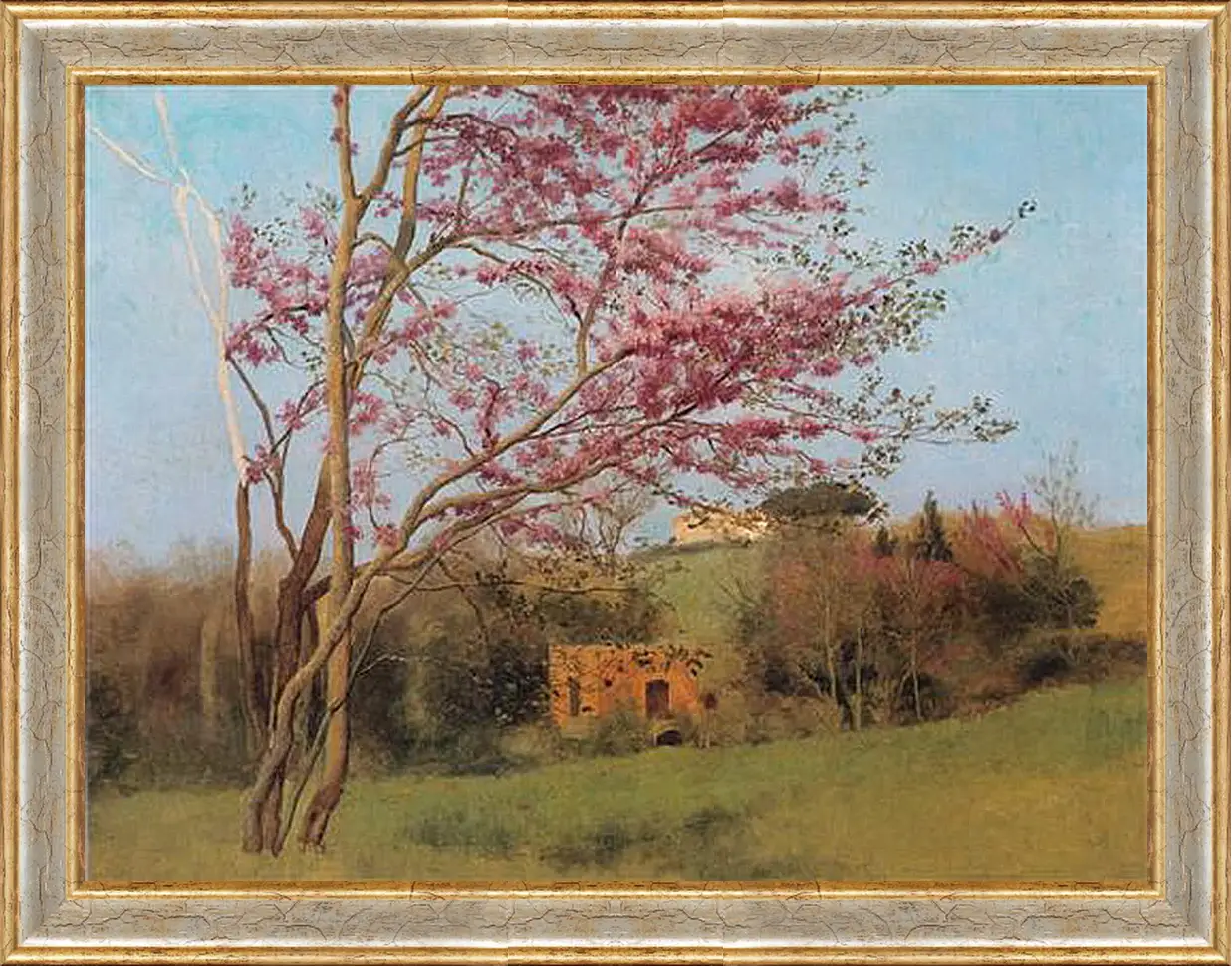 Картина в раме - Blossoming Red Almond, study. Джон Уильям Годвард
