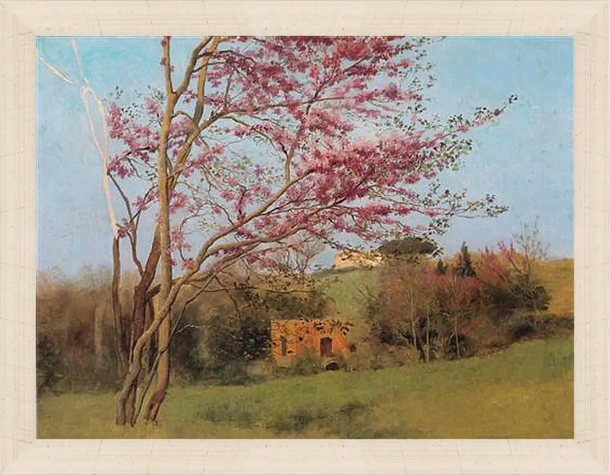 Картина в раме - Blossoming Red Almond, study. Джон Уильям Годвард