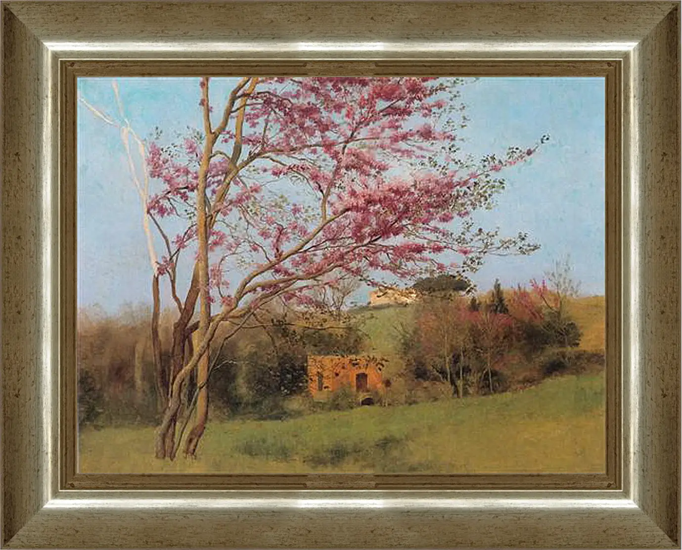 Картина в раме - Blossoming Red Almond, study. Джон Уильям Годвард
