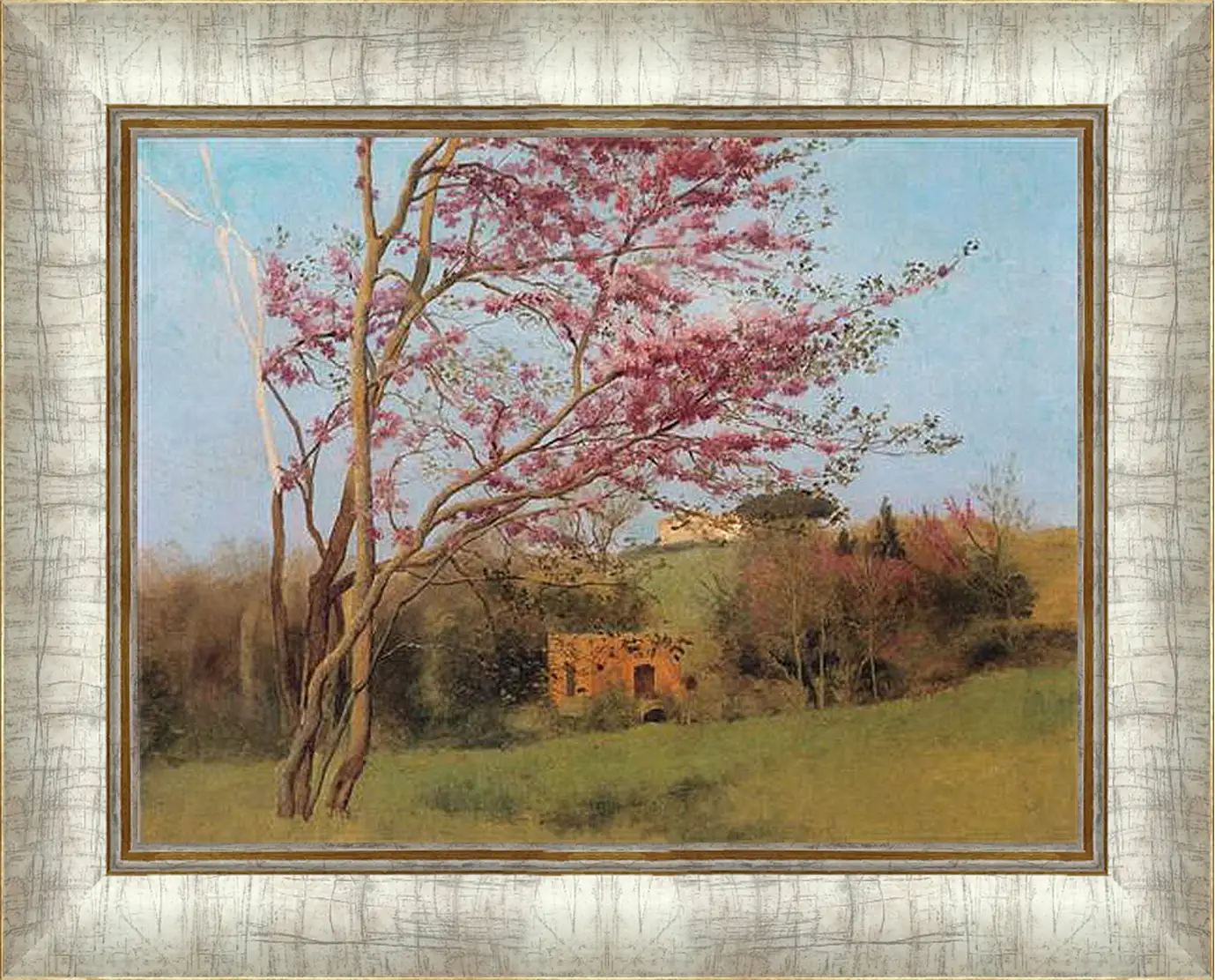 Картина в раме - Blossoming Red Almond, study. Джон Уильям Годвард