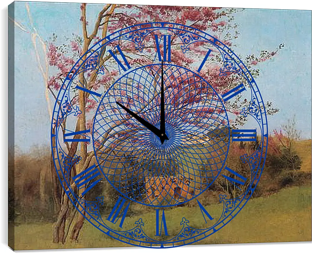 Часы картина - Blossoming Red Almond, study. Джон Уильям Годвард