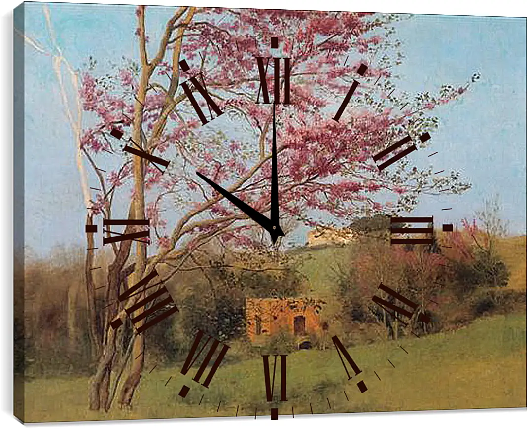 Часы картина - Blossoming Red Almond, study. Джон Уильям Годвард