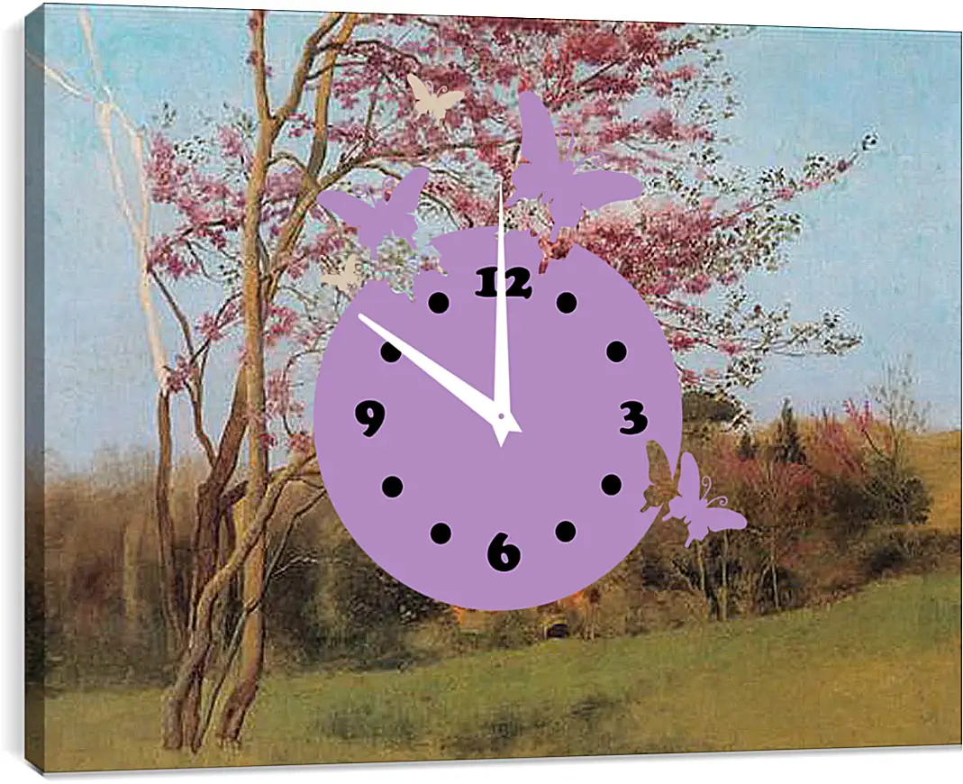Часы картина - Blossoming Red Almond, study. Джон Уильям Годвард