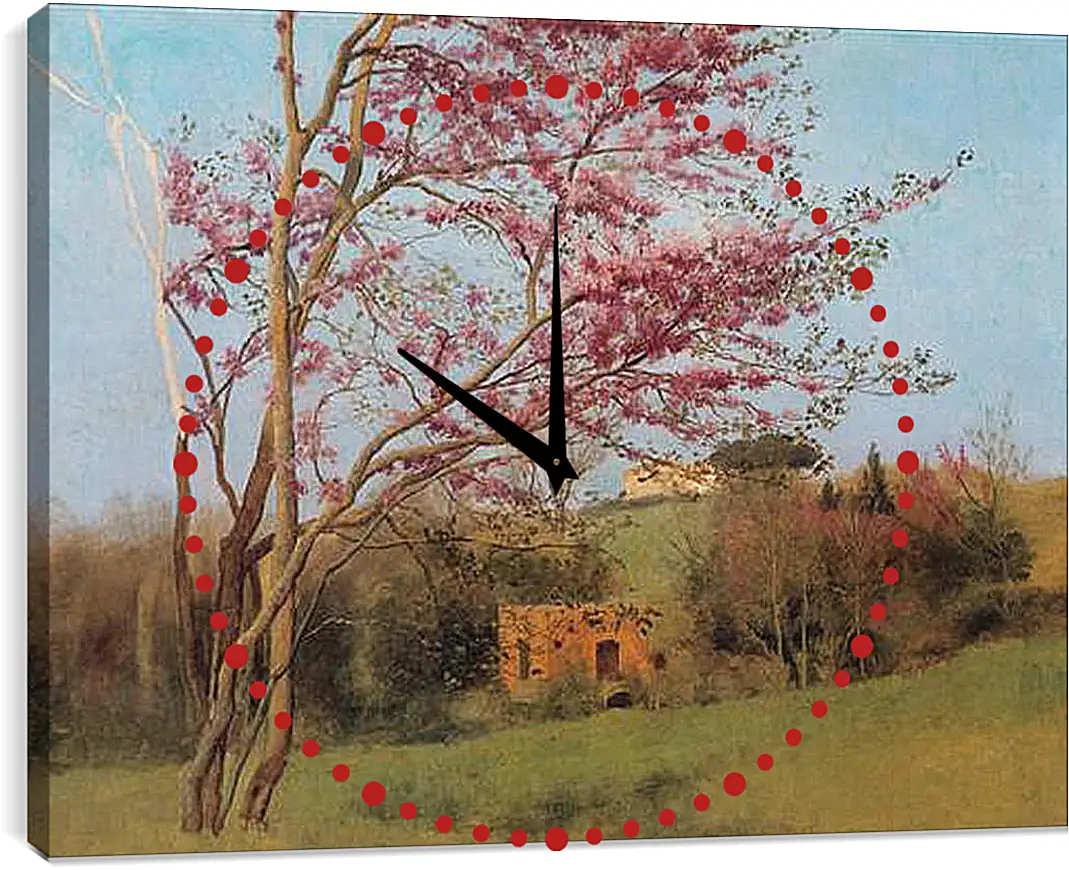 Часы картина - Blossoming Red Almond, study. Джон Уильям Годвард