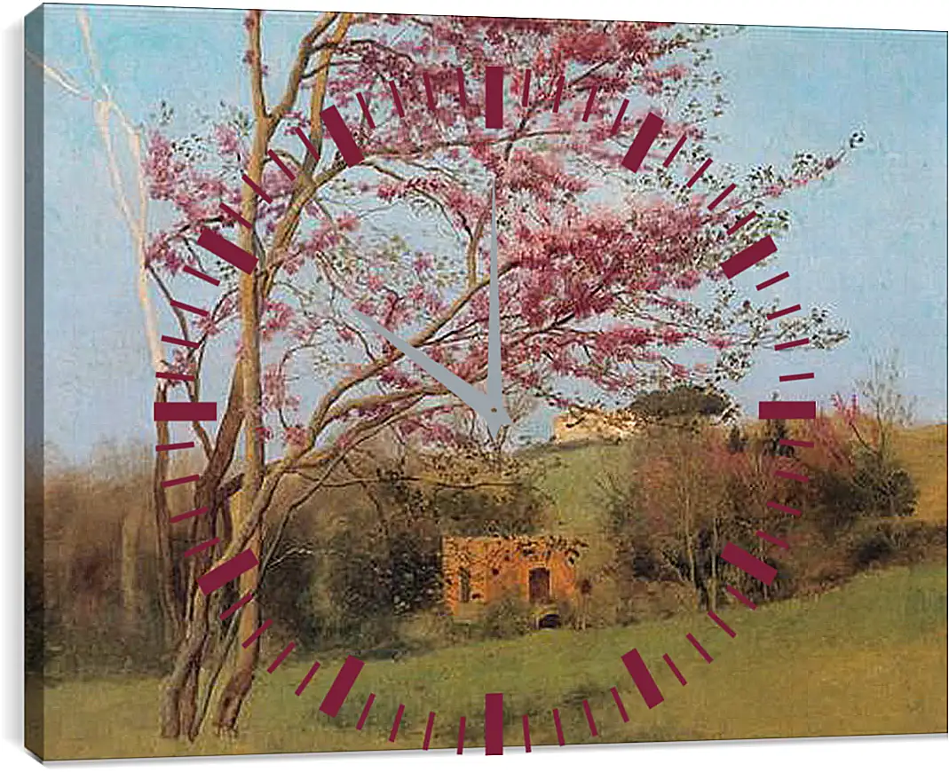 Часы картина - Blossoming Red Almond, study. Джон Уильям Годвард