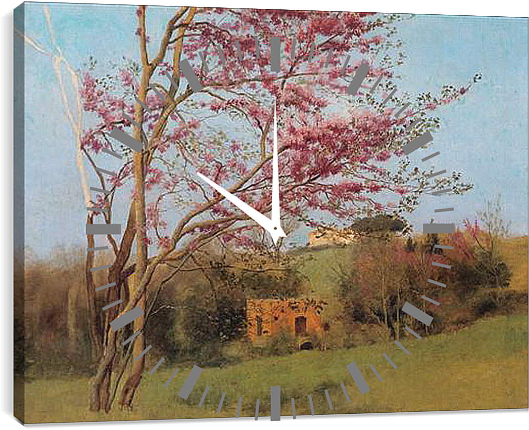 Часы картина - Blossoming Red Almond, study. Джон Уильям Годвард
