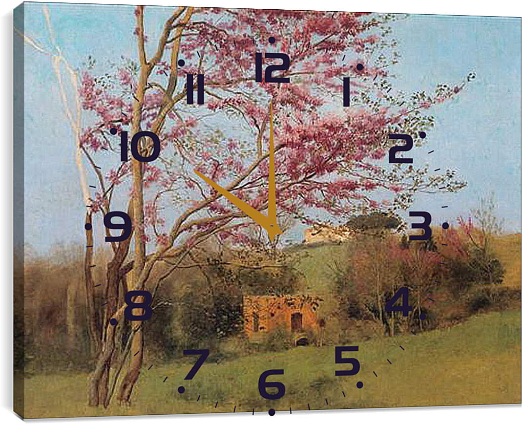 Часы картина - Blossoming Red Almond, study. Джон Уильям Годвард