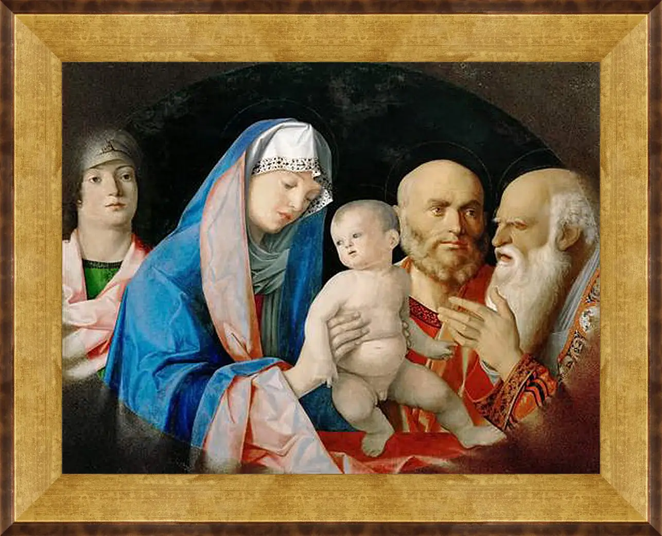 Картина в раме - Darbringung Christi im Tempel. Джованни Беллини