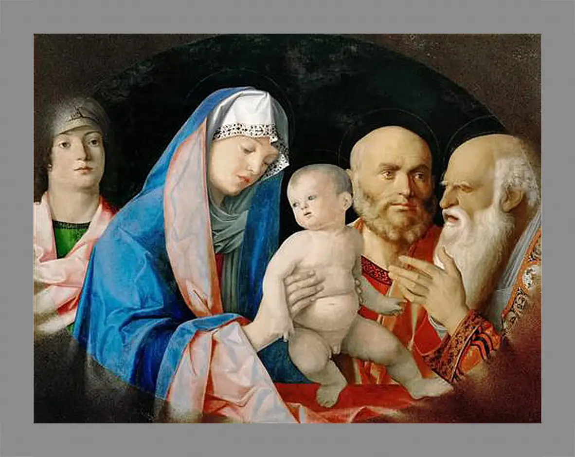 Картина в раме - Darbringung Christi im Tempel. Джованни Беллини