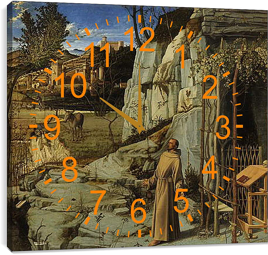 Часы картина - святой Франциск в пустыне. Джованни Беллини
