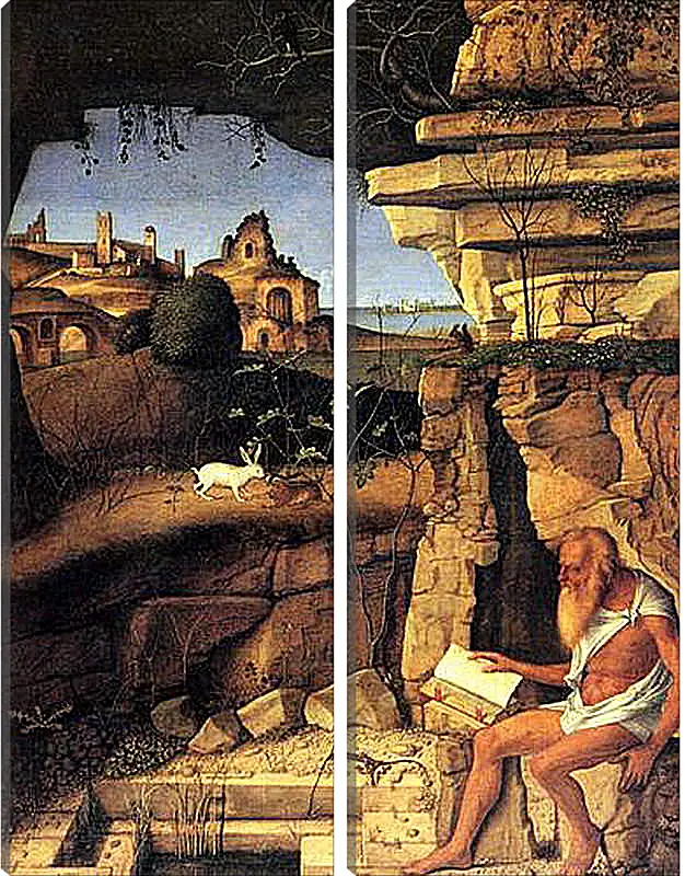 Модульная картина - Saint Jerome Reading. Джованни Беллини
