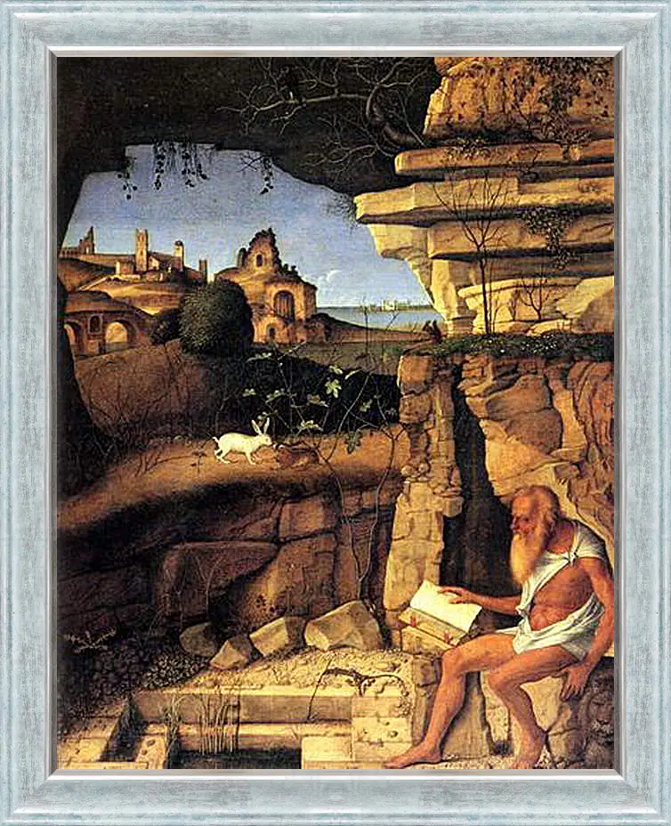 Картина в раме - Saint Jerome Reading. Джованни Беллини