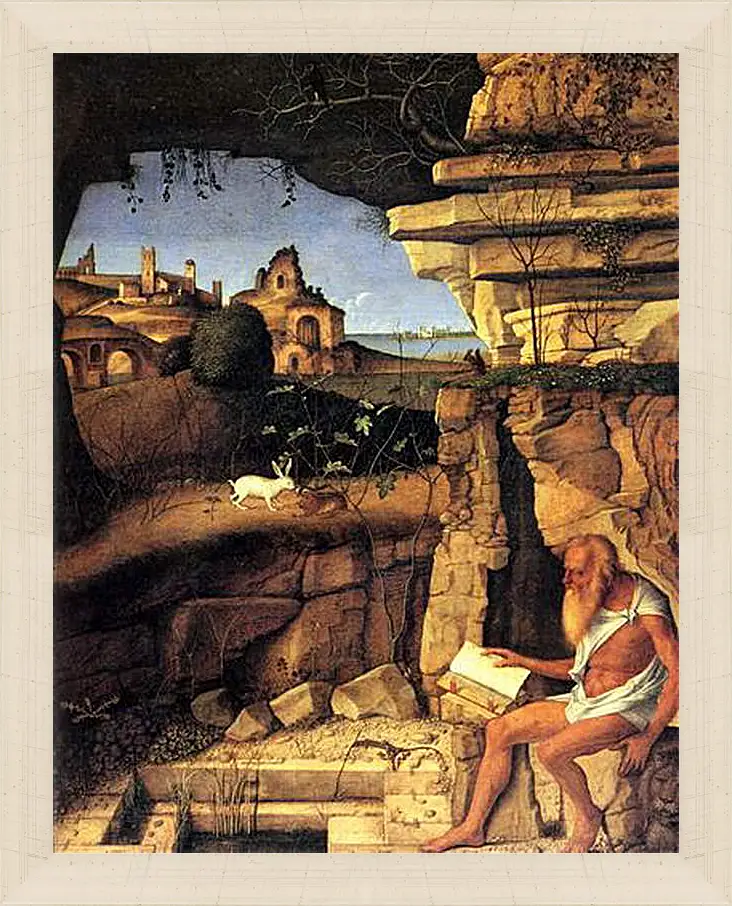 Картина в раме - Saint Jerome Reading. Джованни Беллини