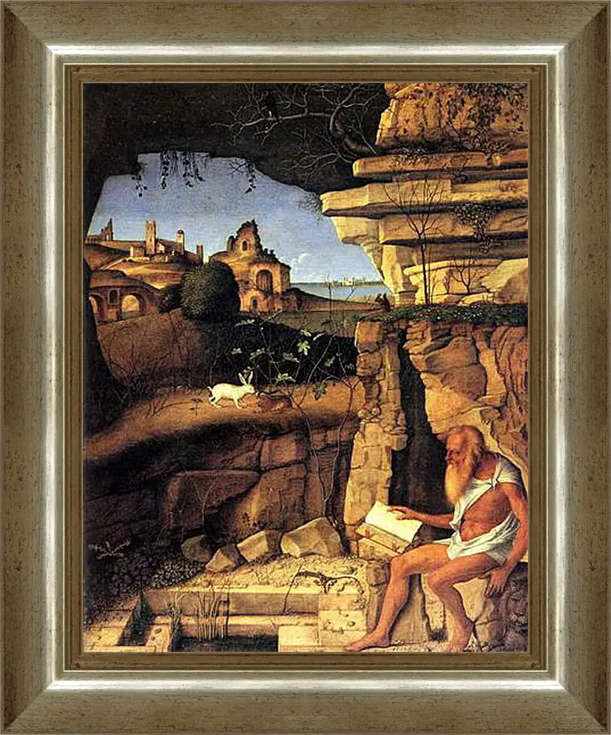 Картина в раме - Saint Jerome Reading. Джованни Беллини