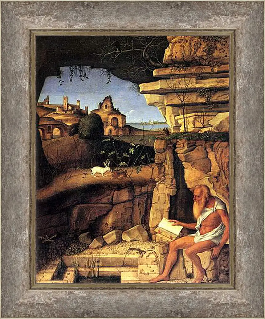 Картина в раме - Saint Jerome Reading. Джованни Беллини