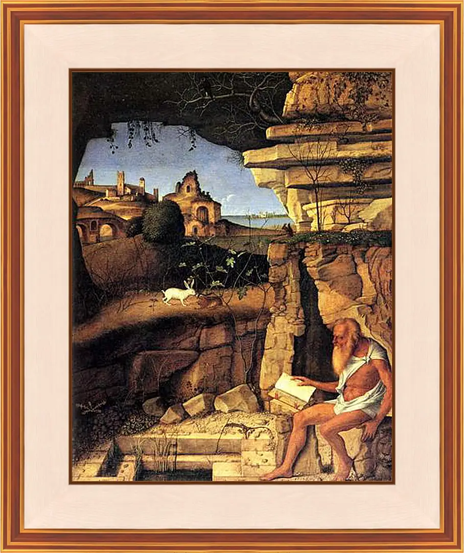 Картина в раме - Saint Jerome Reading. Джованни Беллини