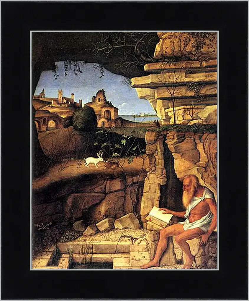 Картина в раме - Saint Jerome Reading. Джованни Беллини