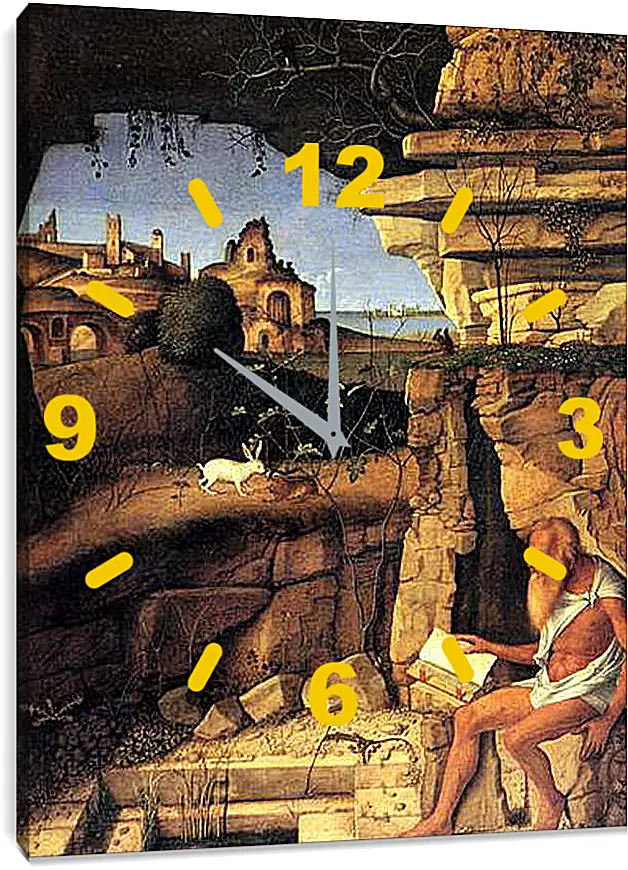 Часы картина - Saint Jerome Reading. Джованни Беллини