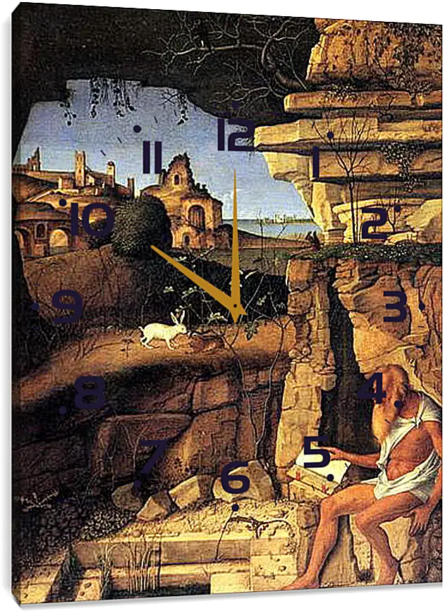 Часы картина - Saint Jerome Reading. Джованни Беллини