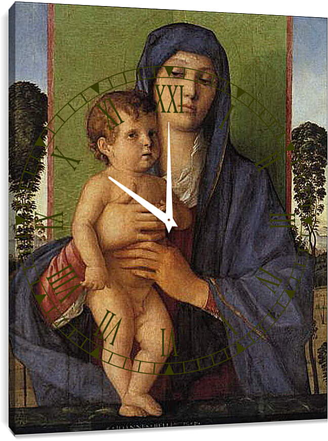 Часы картина - Madonna degli Alberetti. Джованни Беллини
