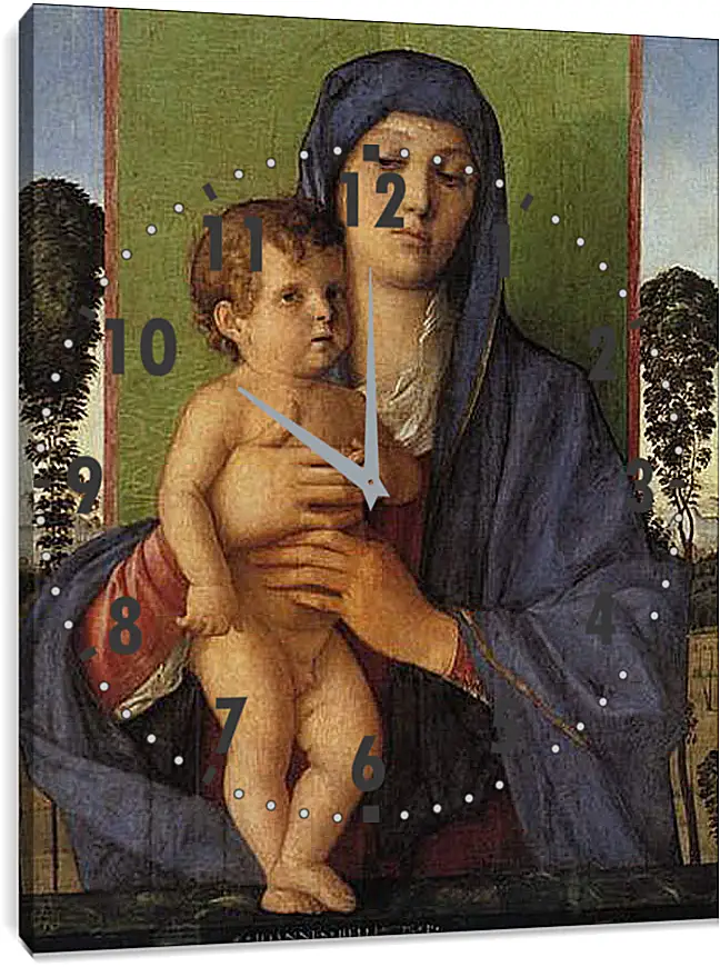 Часы картина - Madonna degli Alberetti. Джованни Беллини