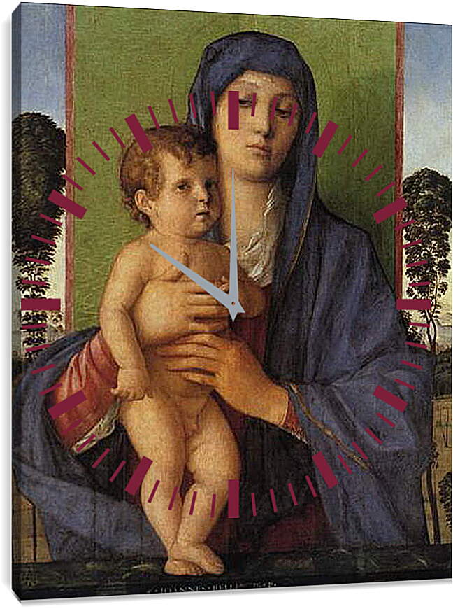 Часы картина - Madonna degli Alberetti. Джованни Беллини
