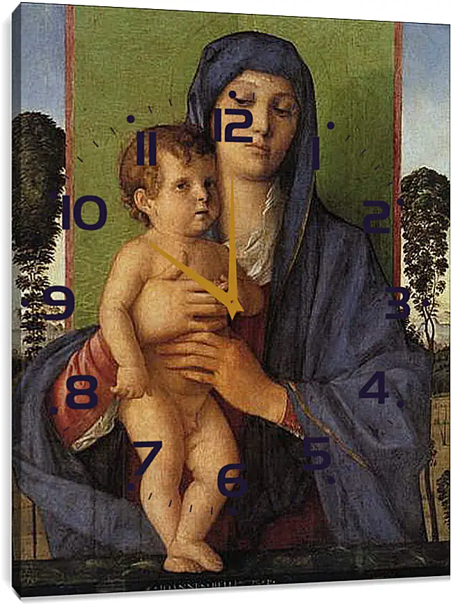 Часы картина - Madonna degli Alberetti. Джованни Беллини
