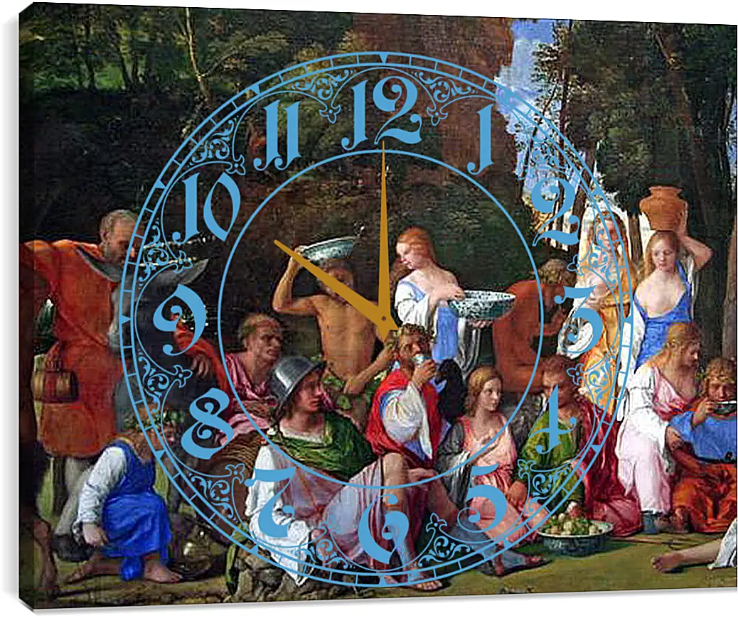 Часы картина - The Feast of the Gods. Джованни Беллини