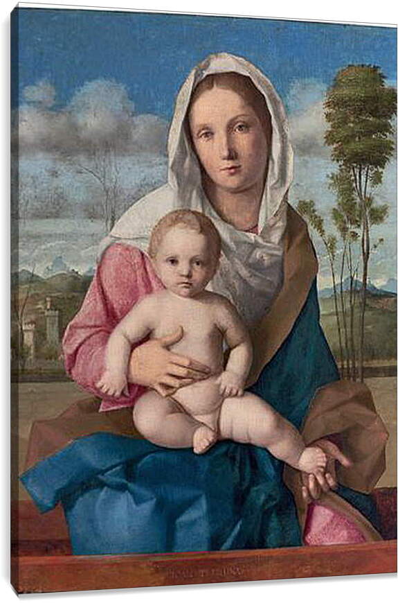 Постер и плакат - The Madonna and Child in a landscape. Джованни Беллини
