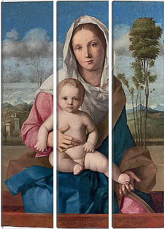 Модульная картина - The Madonna and Child in a landscape. Джованни Беллини
