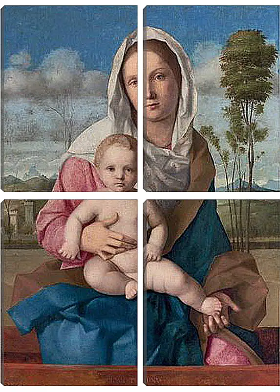 Модульная картина - The Madonna and Child in a landscape. Джованни Беллини