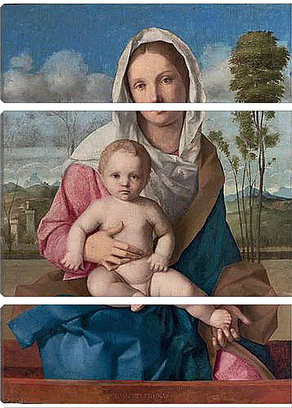 Модульная картина - The Madonna and Child in a landscape. Джованни Беллини
