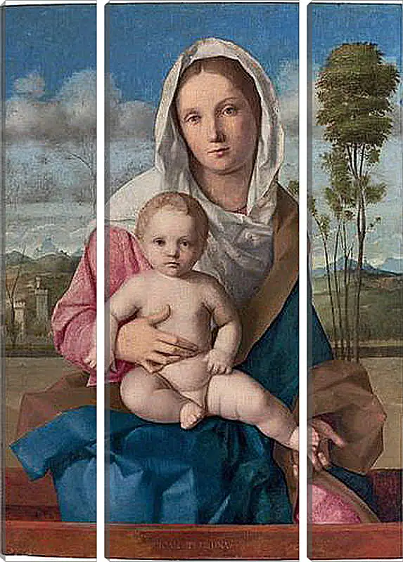 Модульная картина - The Madonna and Child in a landscape. Джованни Беллини
