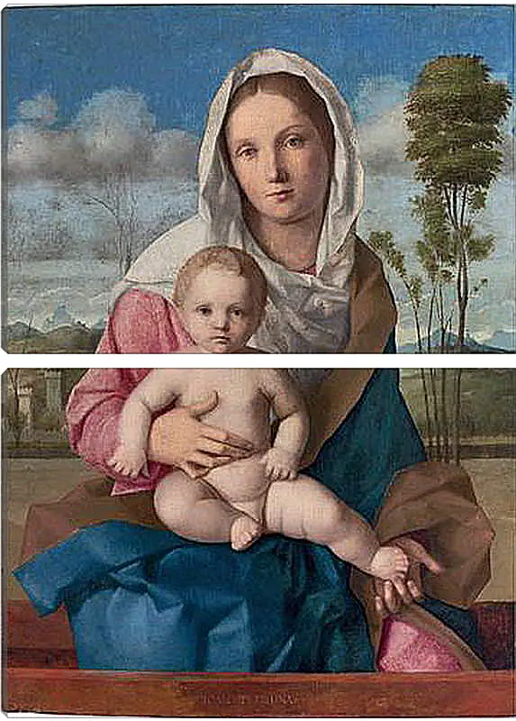 Модульная картина - The Madonna and Child in a landscape. Джованни Беллини
