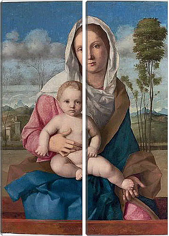 Модульная картина - The Madonna and Child in a landscape. Джованни Беллини
