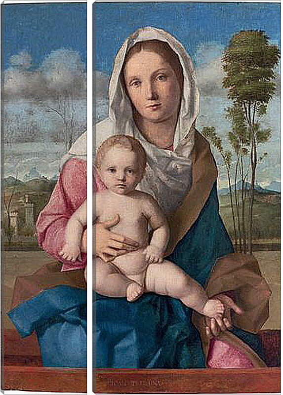 Модульная картина - The Madonna and Child in a landscape. Джованни Беллини
