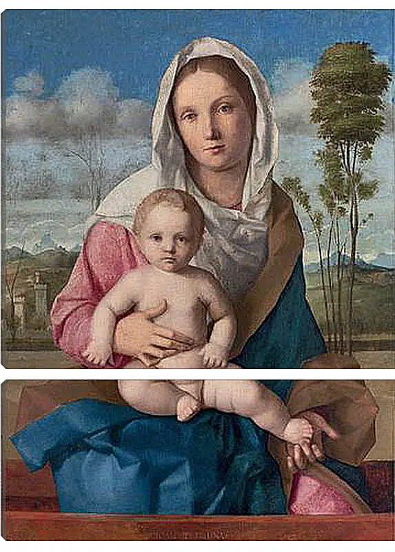 Модульная картина - The Madonna and Child in a landscape. Джованни Беллини