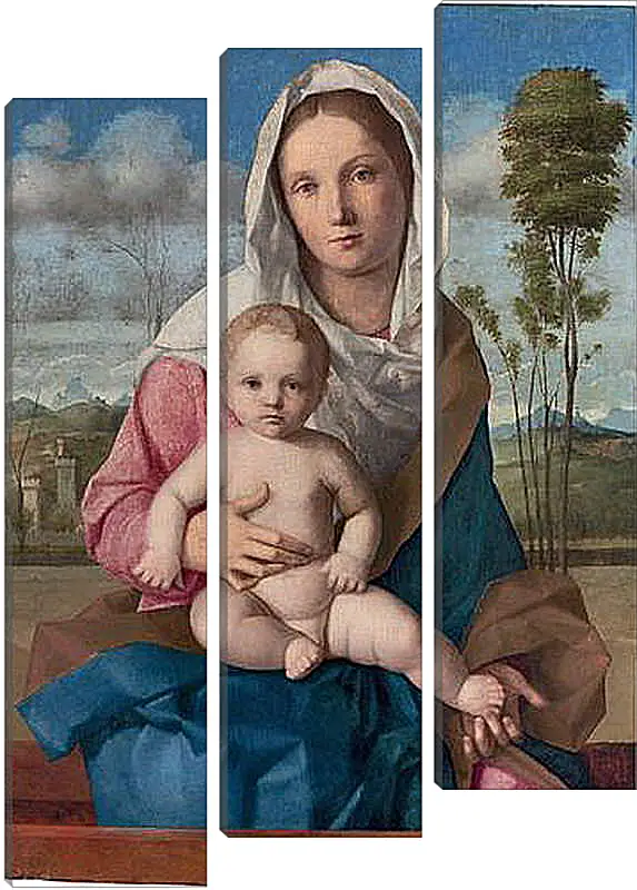 Модульная картина - The Madonna and Child in a landscape. Джованни Беллини
